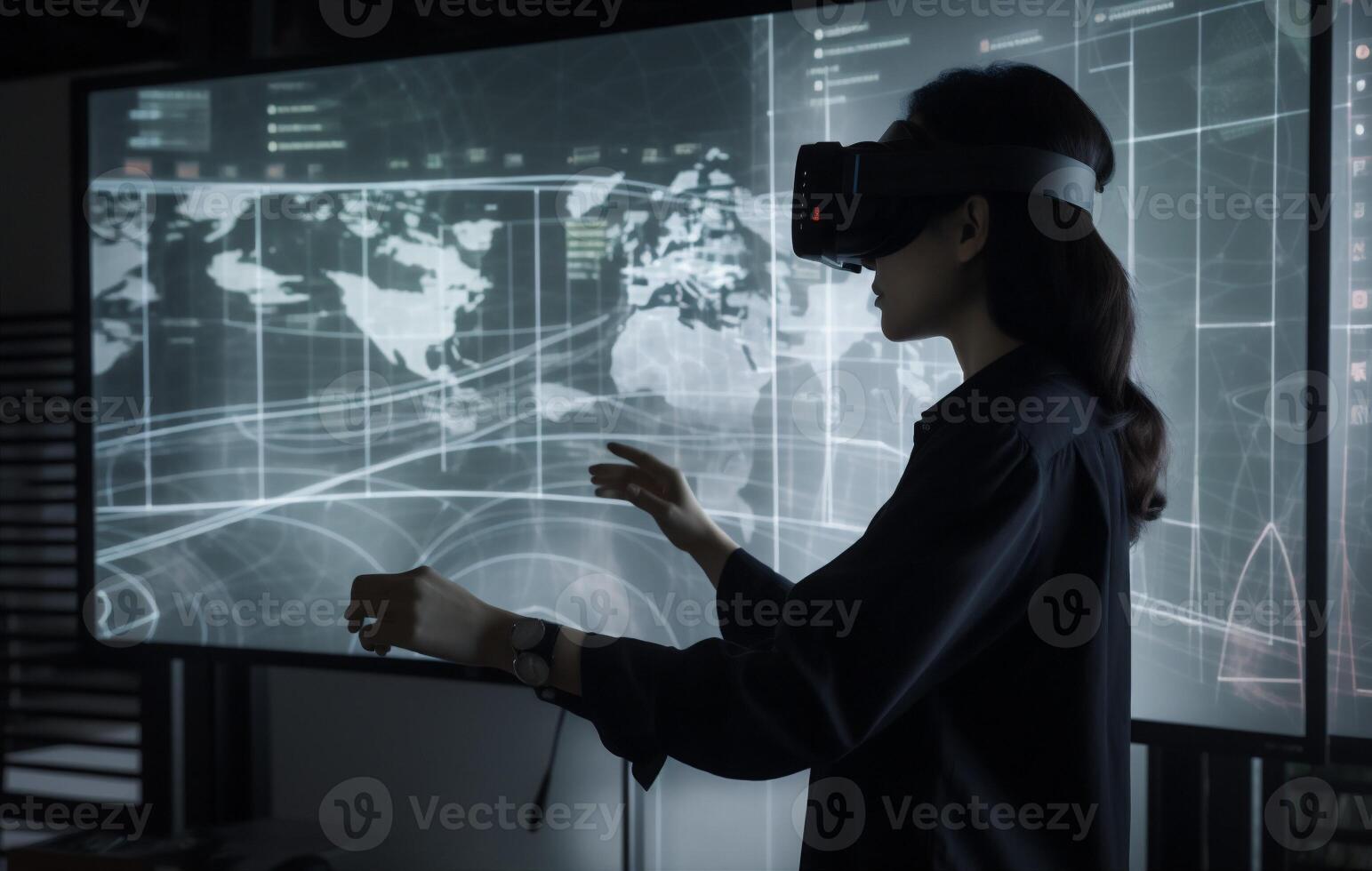 3d woman design graphic glasses business futuristic technology innovation virtual digital. . photo