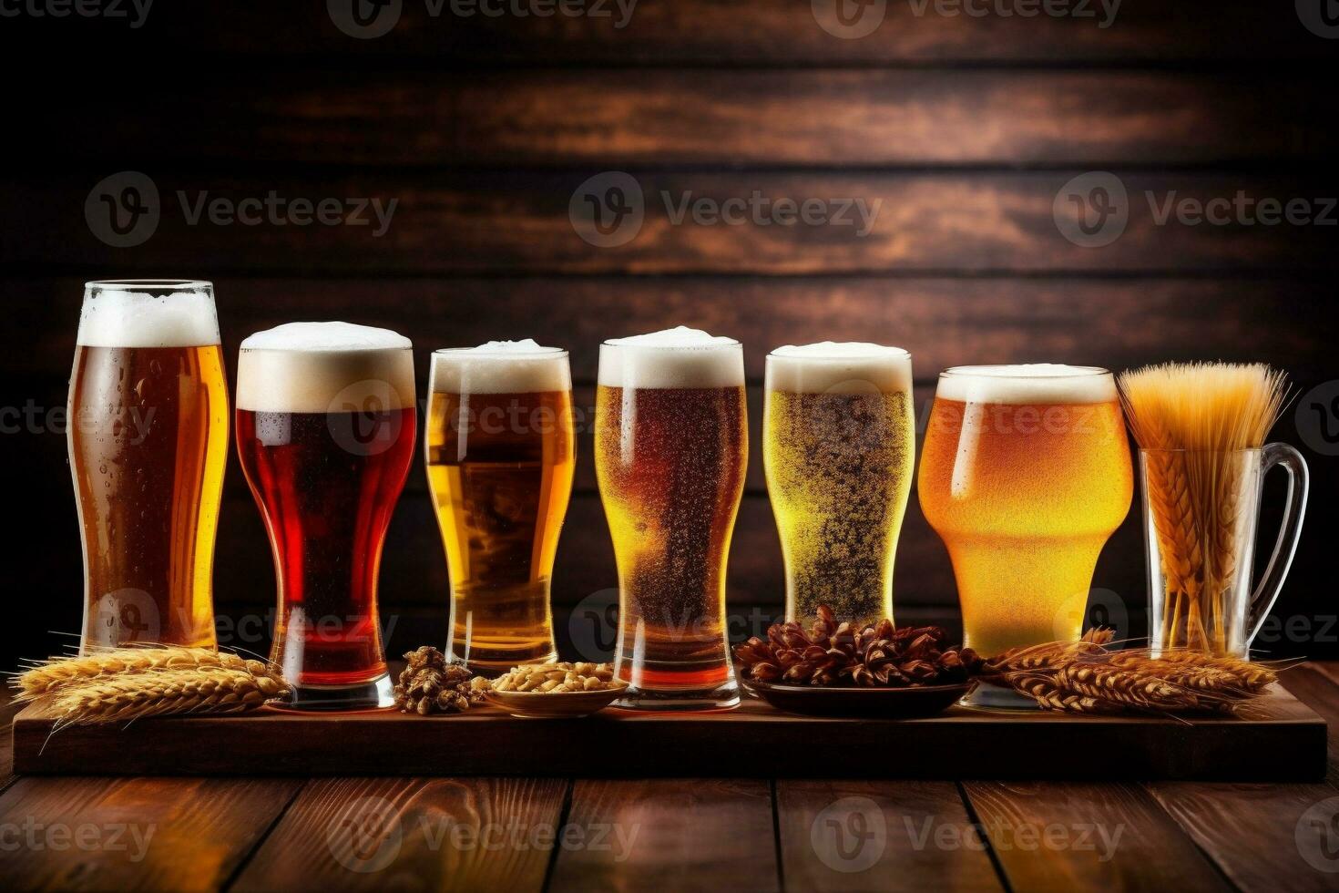 alcohol lager pub beer drink gold glass foam pint beverage. Generative AI. photo