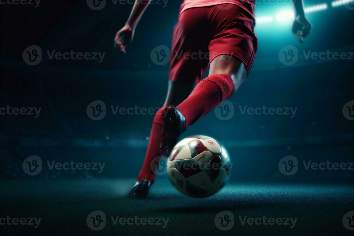competition kick sport football ball goal stadium game soccer foot. Generative AI. photo