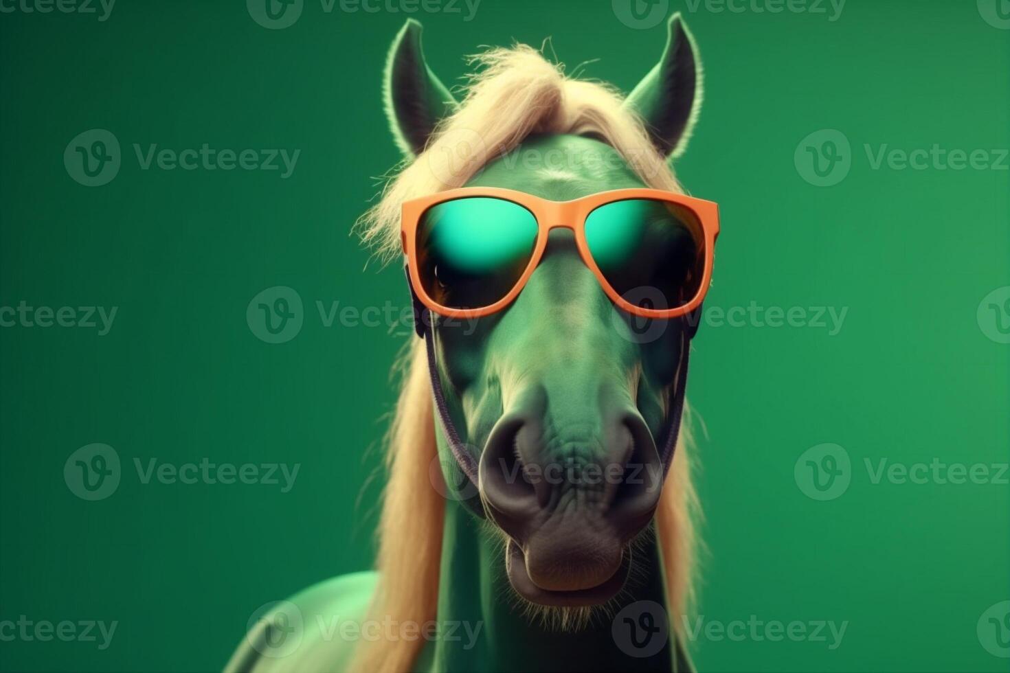 fun goggles cartoon background portrait sunglasses colourful animal horse smile funny. . photo