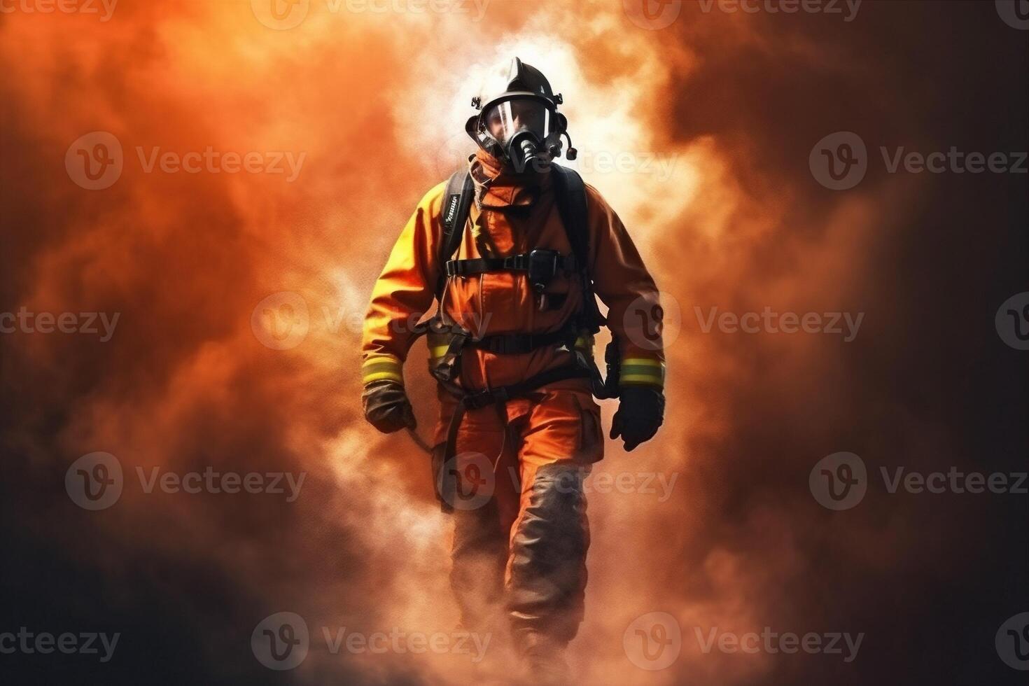 uniform emergency safety fighter fireman fire smoke firefighter rescue equipment. . photo
