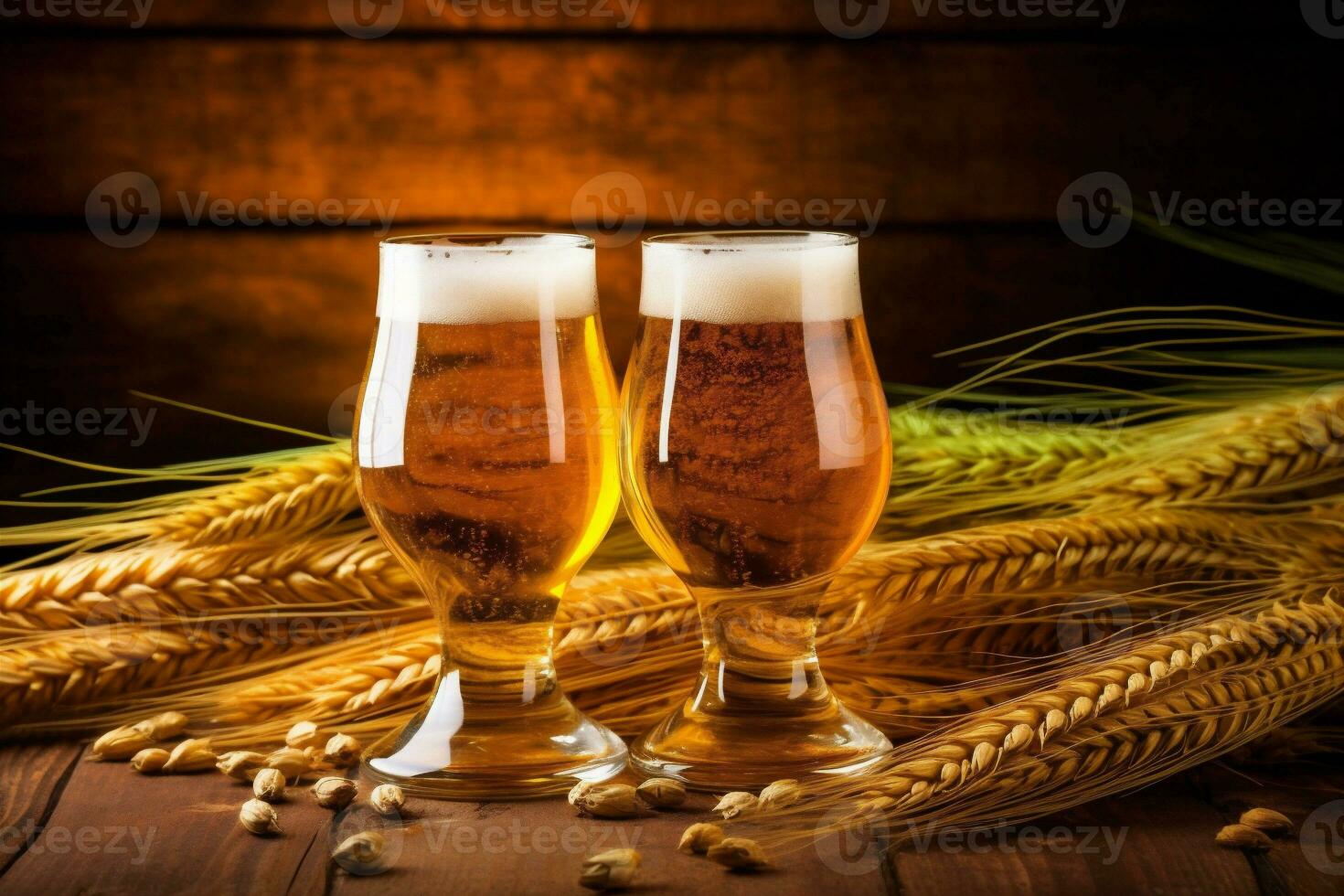pint glass beer alcohol pub drink gold foam lager beverage. Generative AI. photo