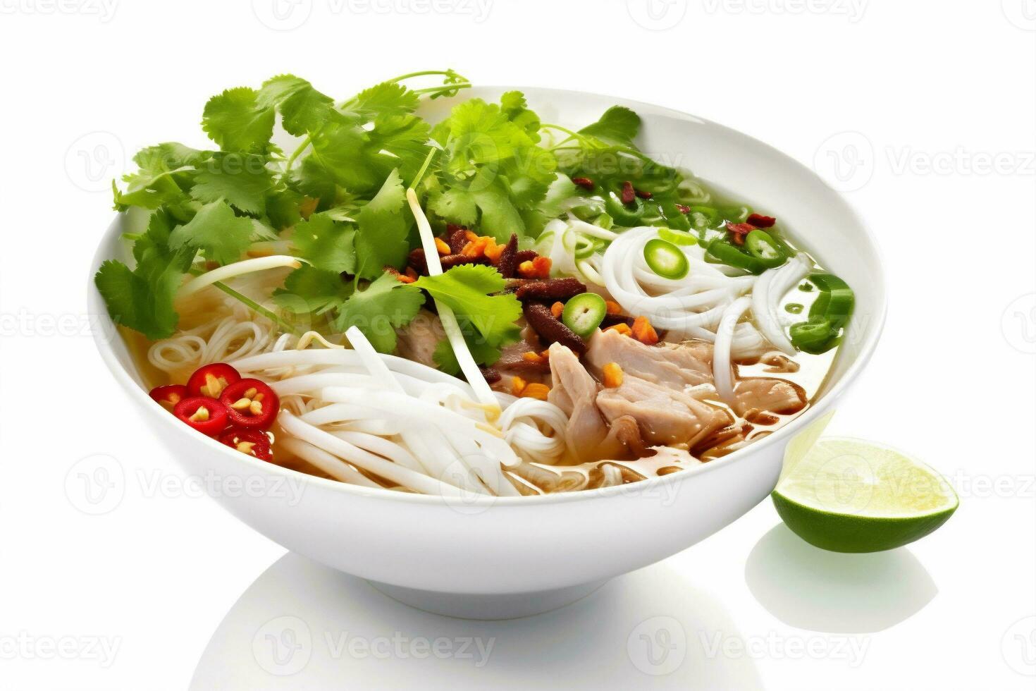 dish bowl background soup broth noodle white asian rare food traditional. Generative AI. photo