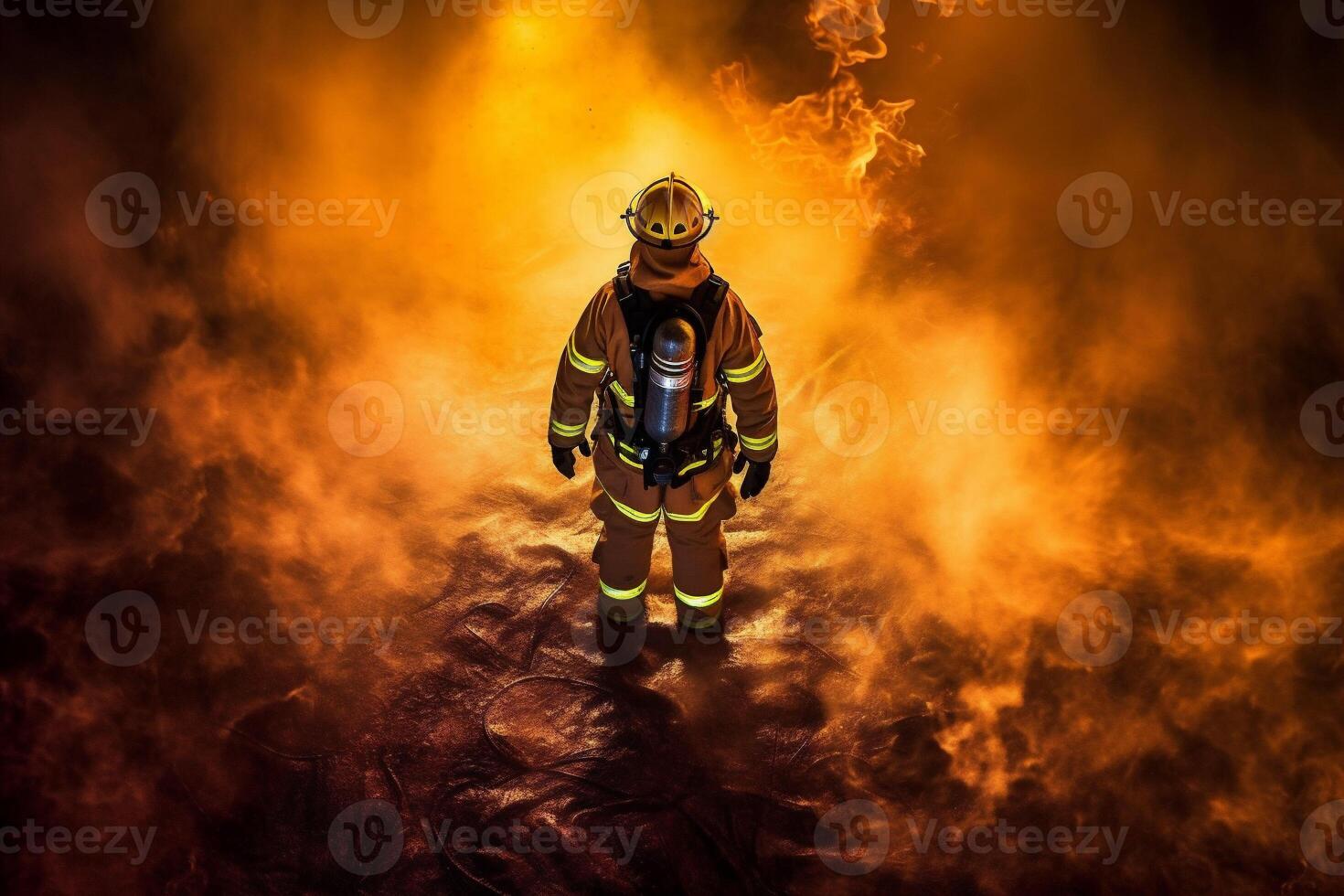 uniform firefighter fireman safety equipment smoke rescue emergency fire fighter. . photo