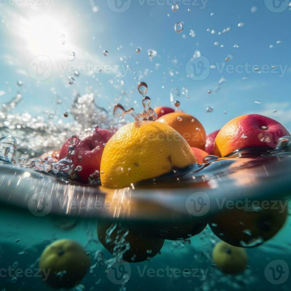 sano vitamina antecedentes Fresco Fruta fresa agua tropical comida verde gota. generativo ai. foto