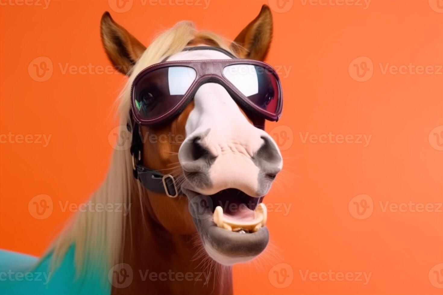 smile sunglasses funny animal mammal fun horse portrait background goggles colourful. . photo