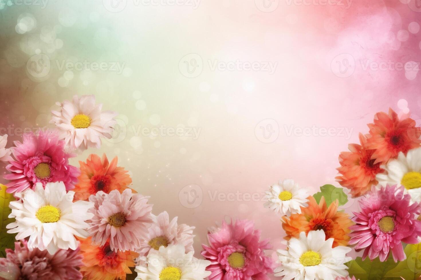 leaf space nature blossom copy background spring summer flowers beautiful green floral. Generative AI. photo