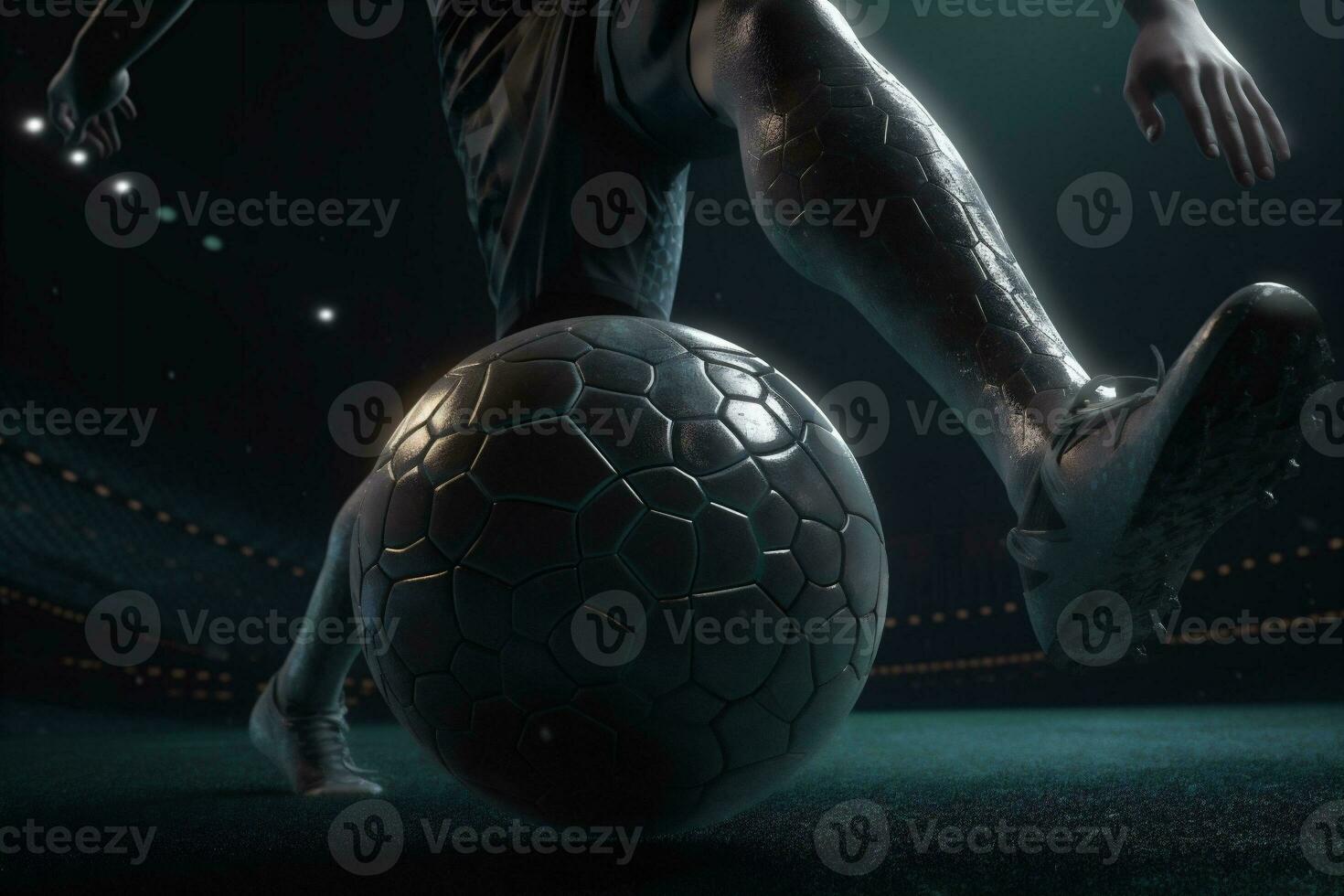foot stadium football sport goal kick soccer ball competition game. Generative AI. photo