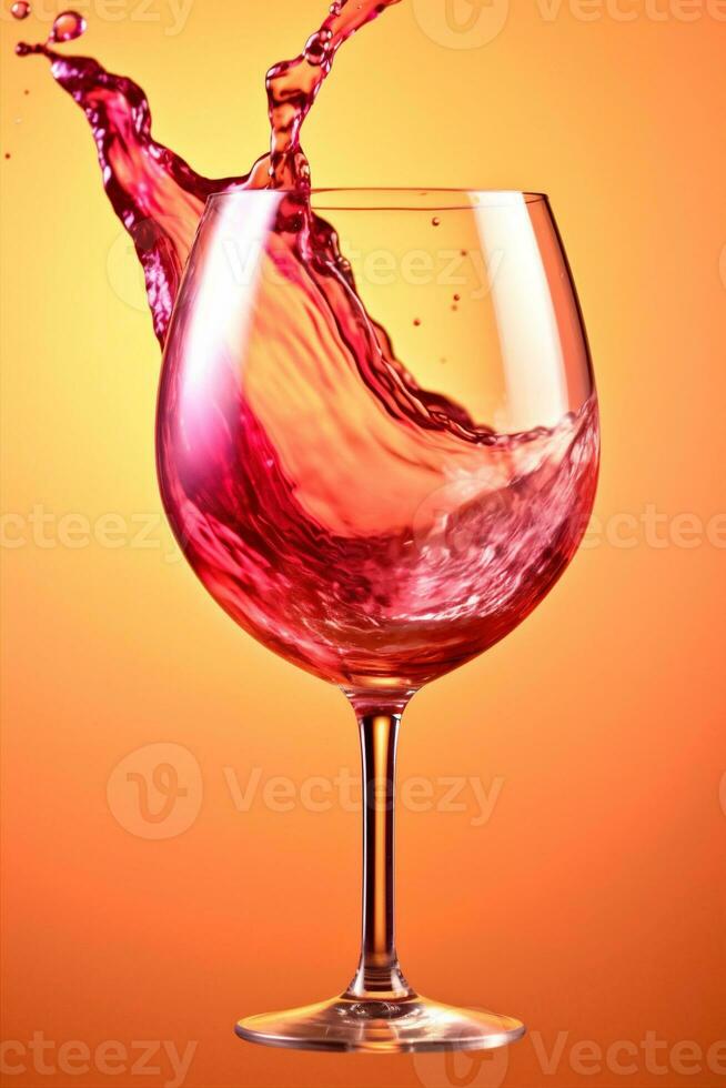 closeup party eatery glass wine background drink liquid alcohol red gradient. Generative AI. photo