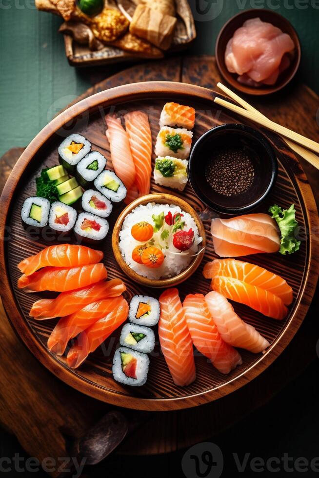 meal sushi food seafood japanese fish rice set japan roll. Generative