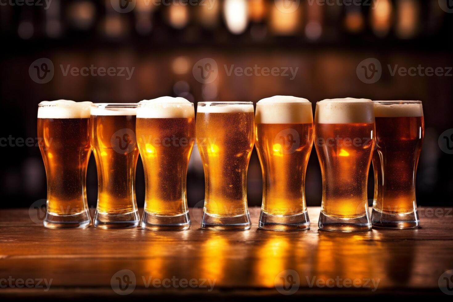 gold beverage glass foam pint pub lager drink beer alcohol. Generative AI. photo