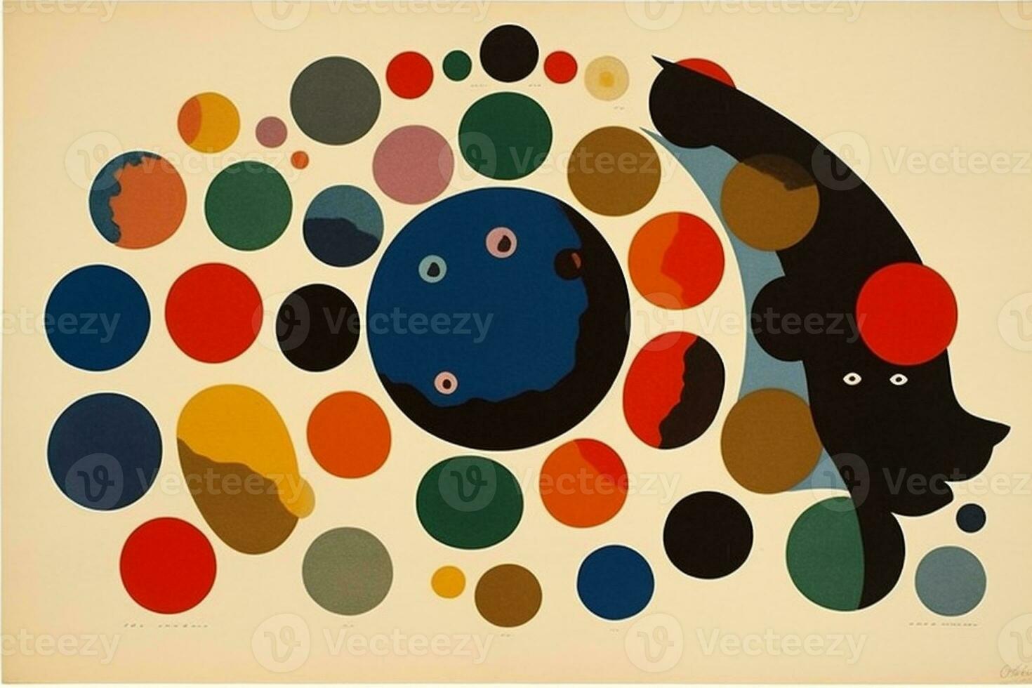 red design art eye retro poster vintage illustration abstract circle. Generative AI. photo