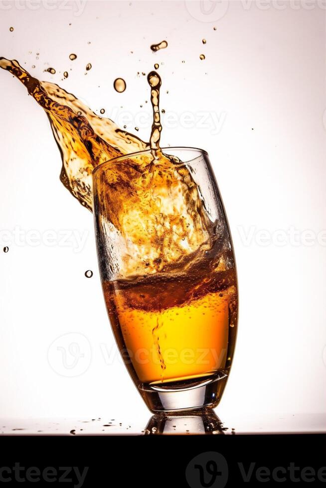 beer foam glass bubble cold closeup alcohol drink splash gradient background. Generative AI. photo