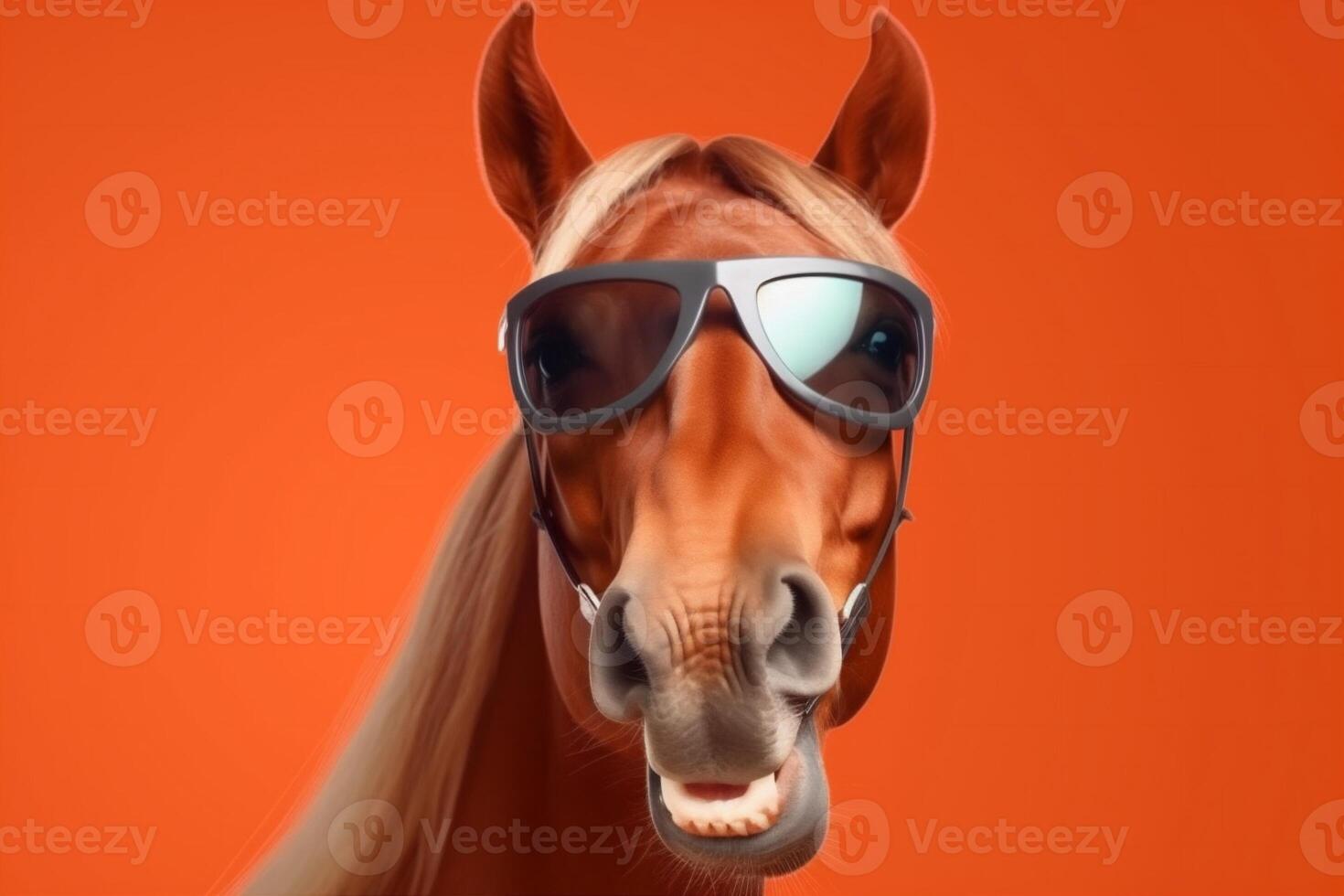 vistoso sonrisa antecedentes divertido gracioso animal caballo retrato ilustración gafas de protección Gafas de sol. generativo ai. foto