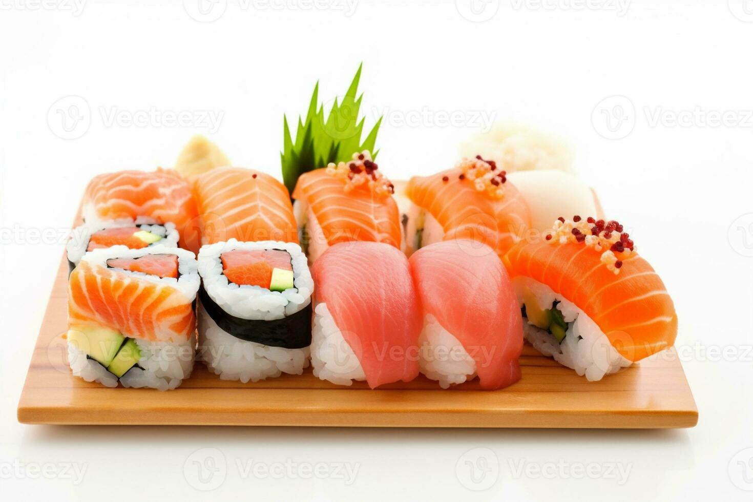 food rice white sushi roll seafood healthy set background fish japanese. Generative AI. photo