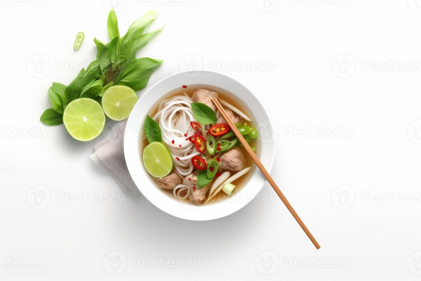 white meal broth background food asian dish bowl soup traditional noodle. Generative AI. photo