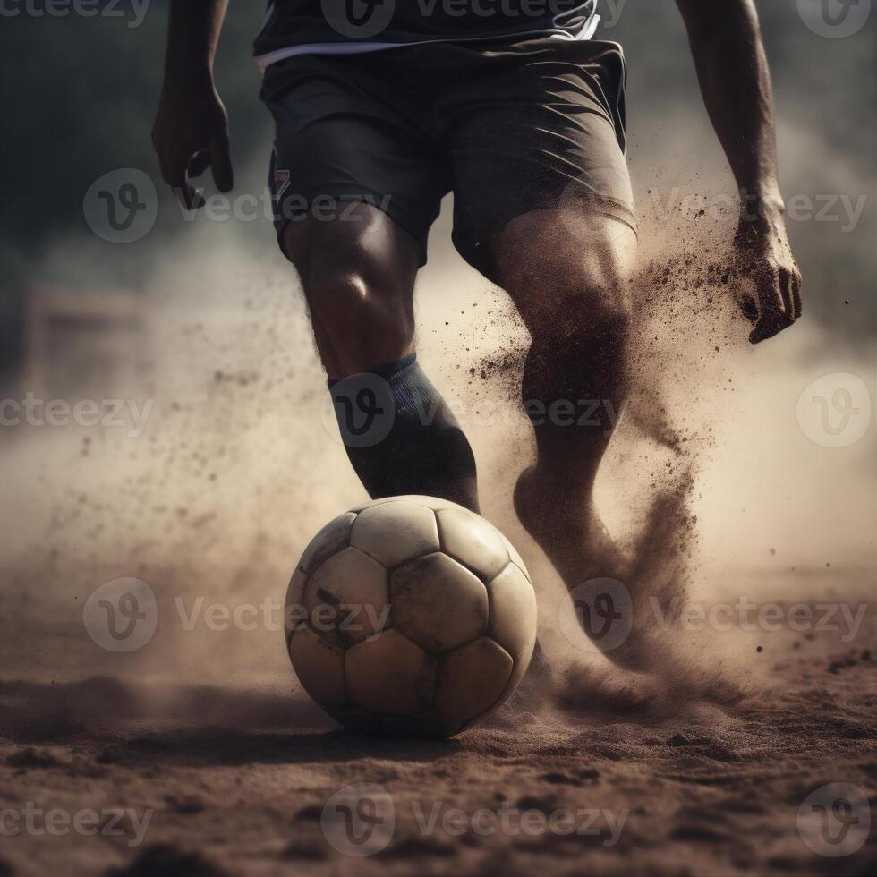 goal kick foot game competition soccer stadium football ball sport. Generative AI. photo