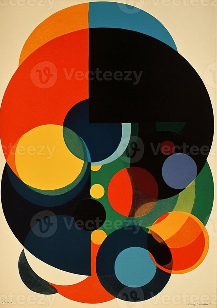 vintage design illustration retro circle eye art poster abstract red. . photo