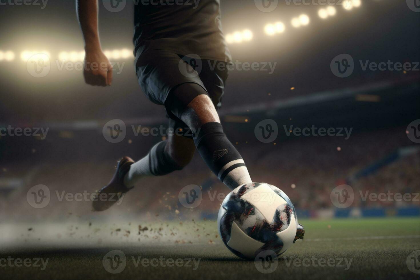 sport football foot competition soccer game goal ball kick stadium. Generative AI. photo