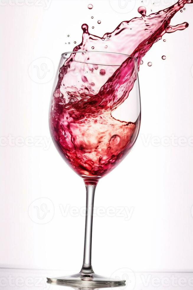 drink glass white red liquid wine party gradient closeup alcohol background. Generative AI. photo