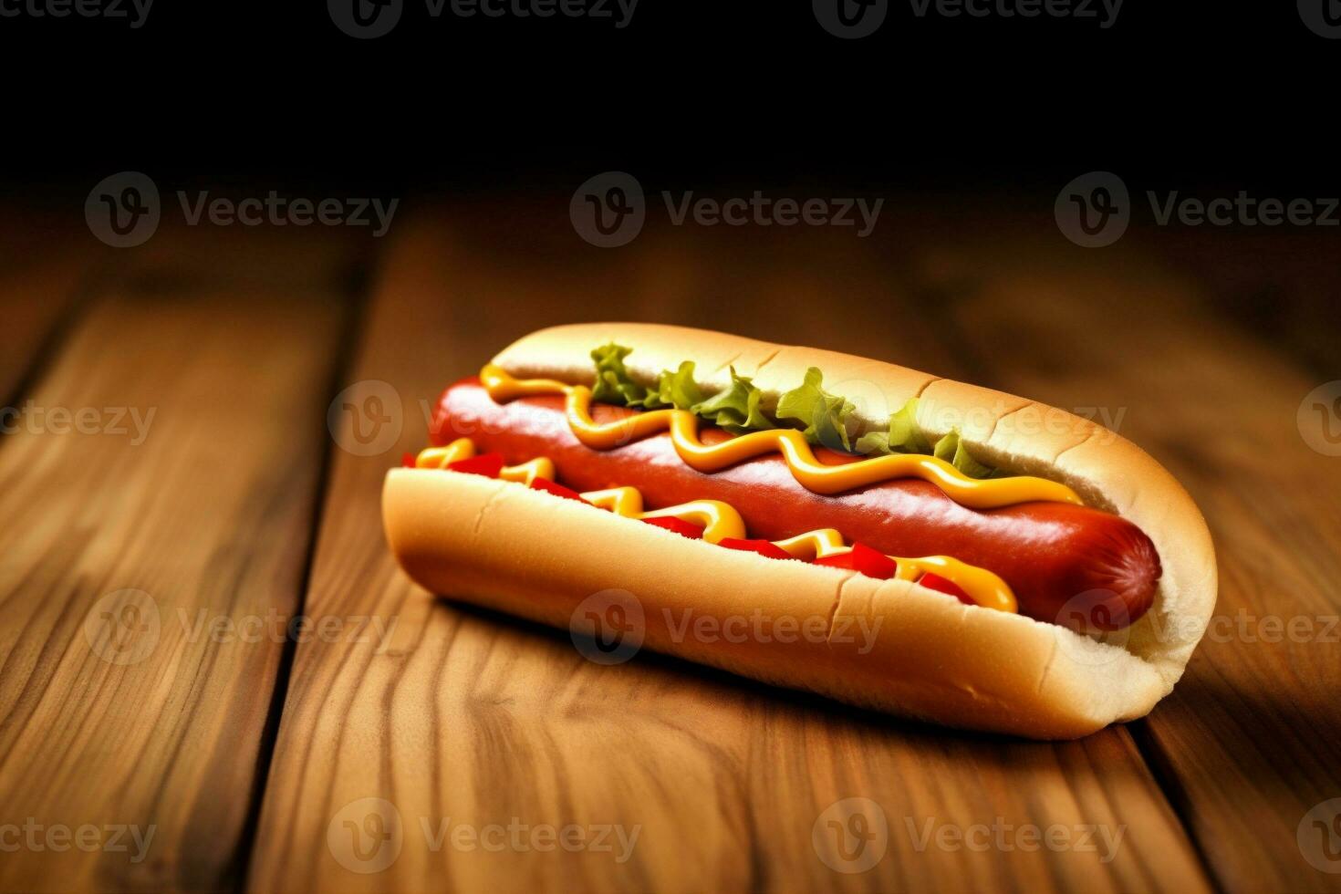 hot dog background food space sausage meat sauce fast copy american bread. Generative AI. photo