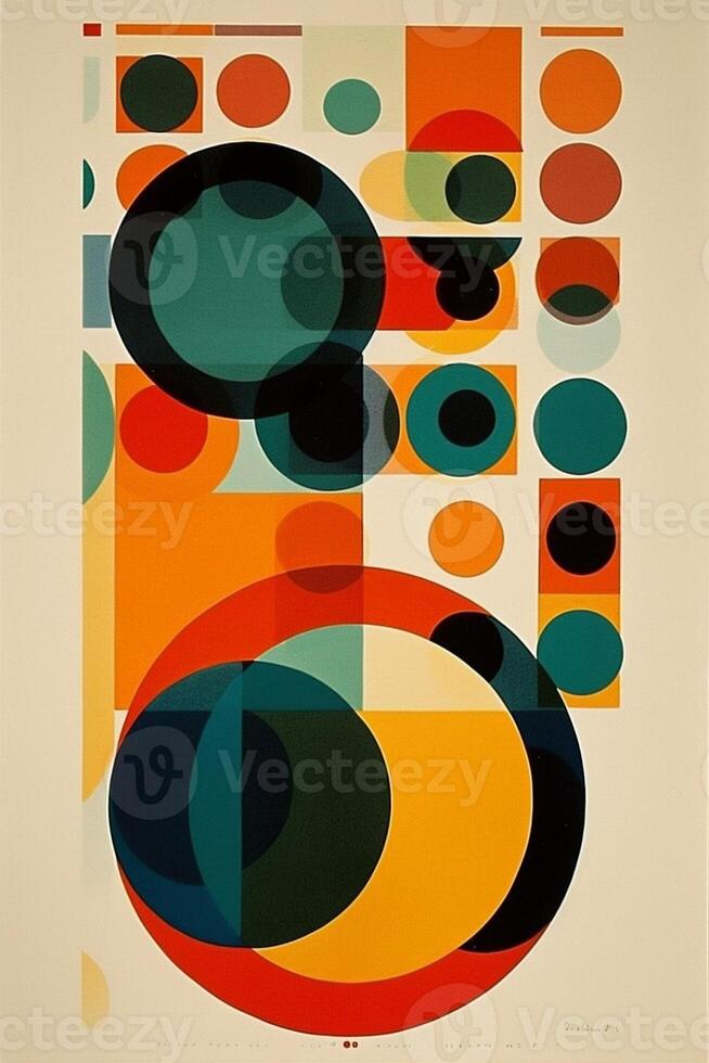 abstract vintage red eye circle design poster art retro illustration. . photo
