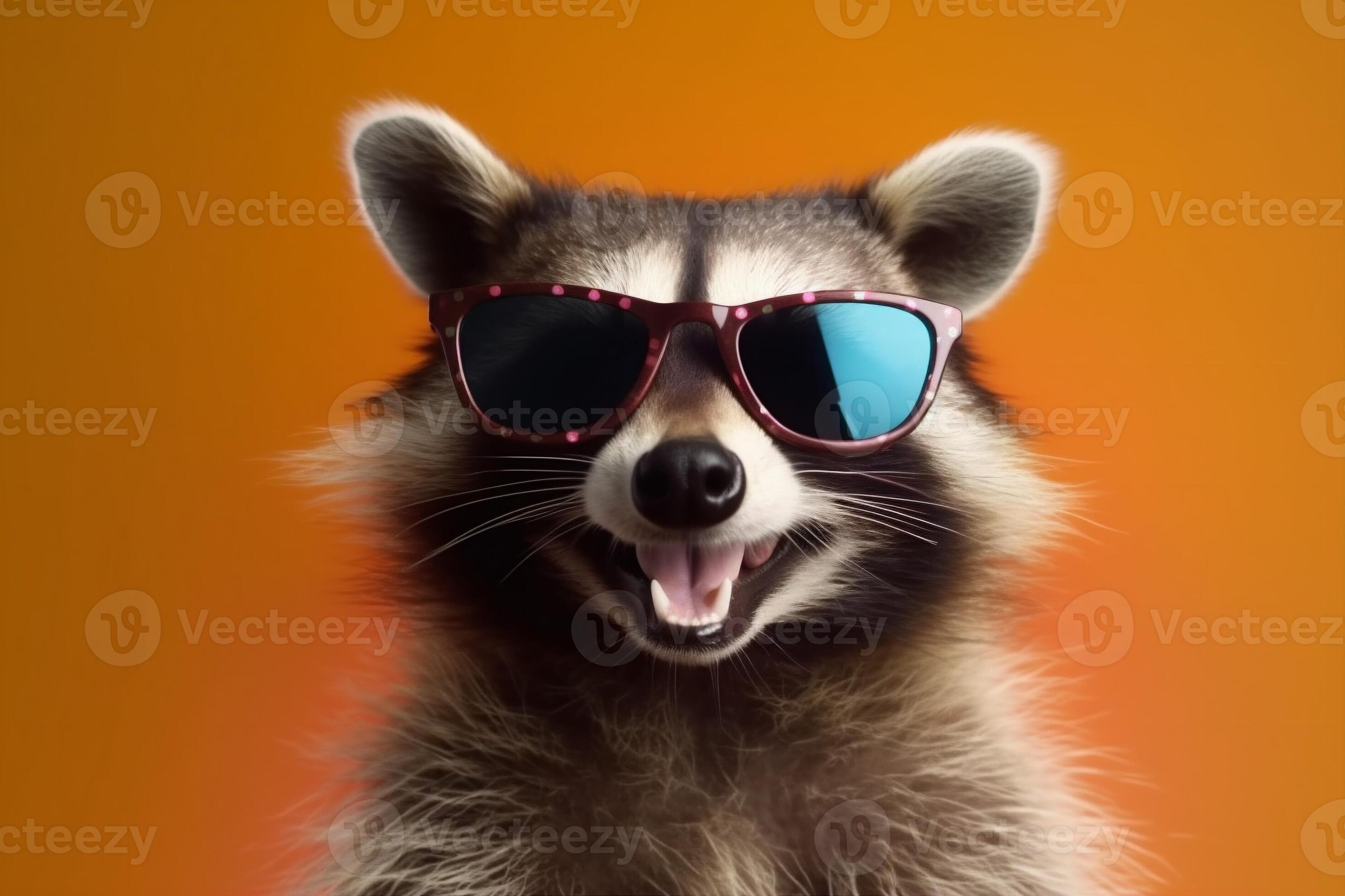 music animal party young glasses portrait pink background raccoon fun