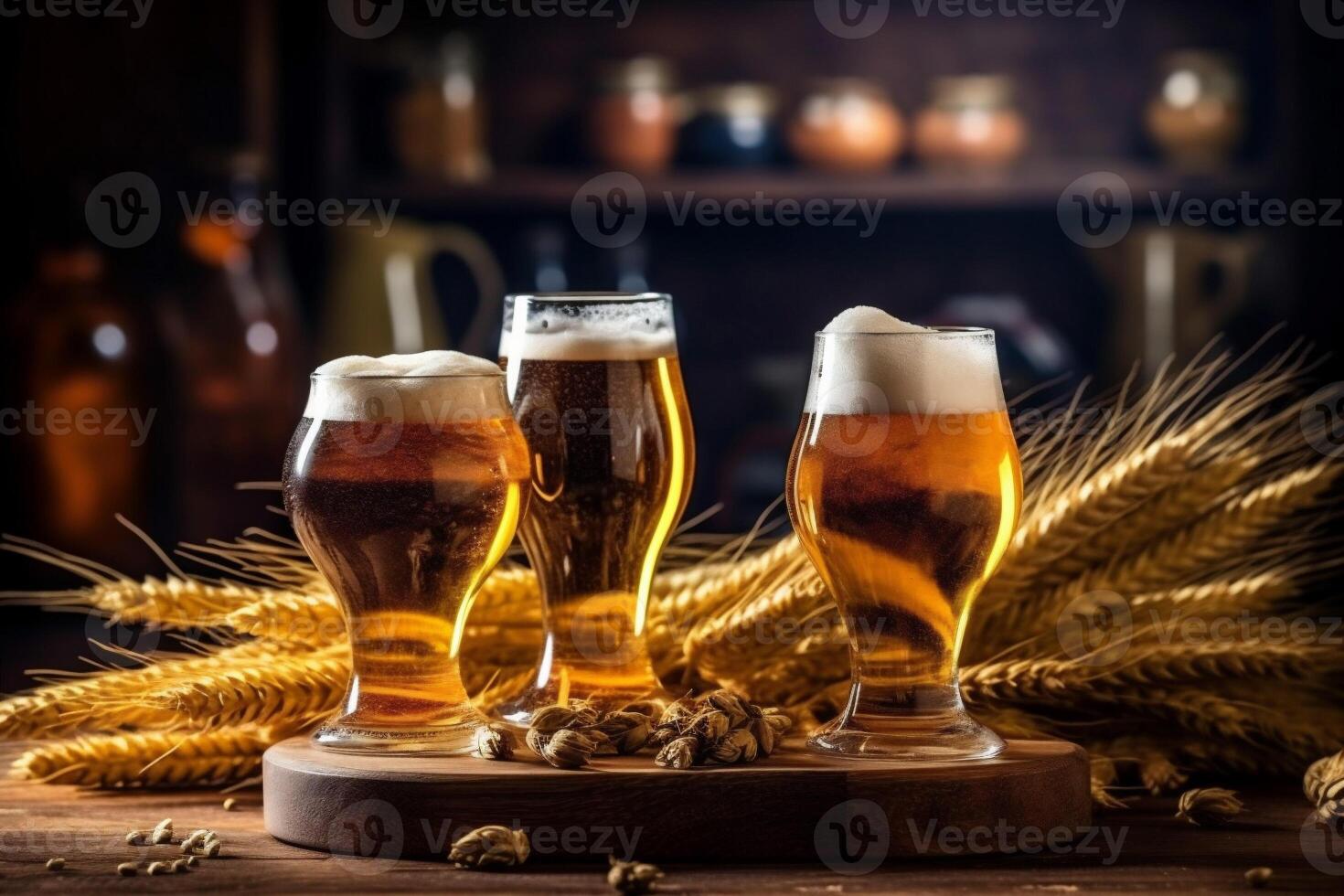 glass beverage pint gold pub drink beer alcohol lager foam. Generative AI. photo