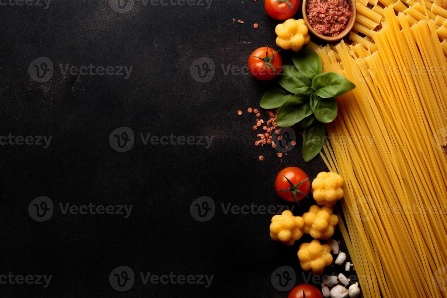 pasta italian spaghetti healthy background raw tagliatelle food uncooked ingredient macaroni. Generative AI. photo