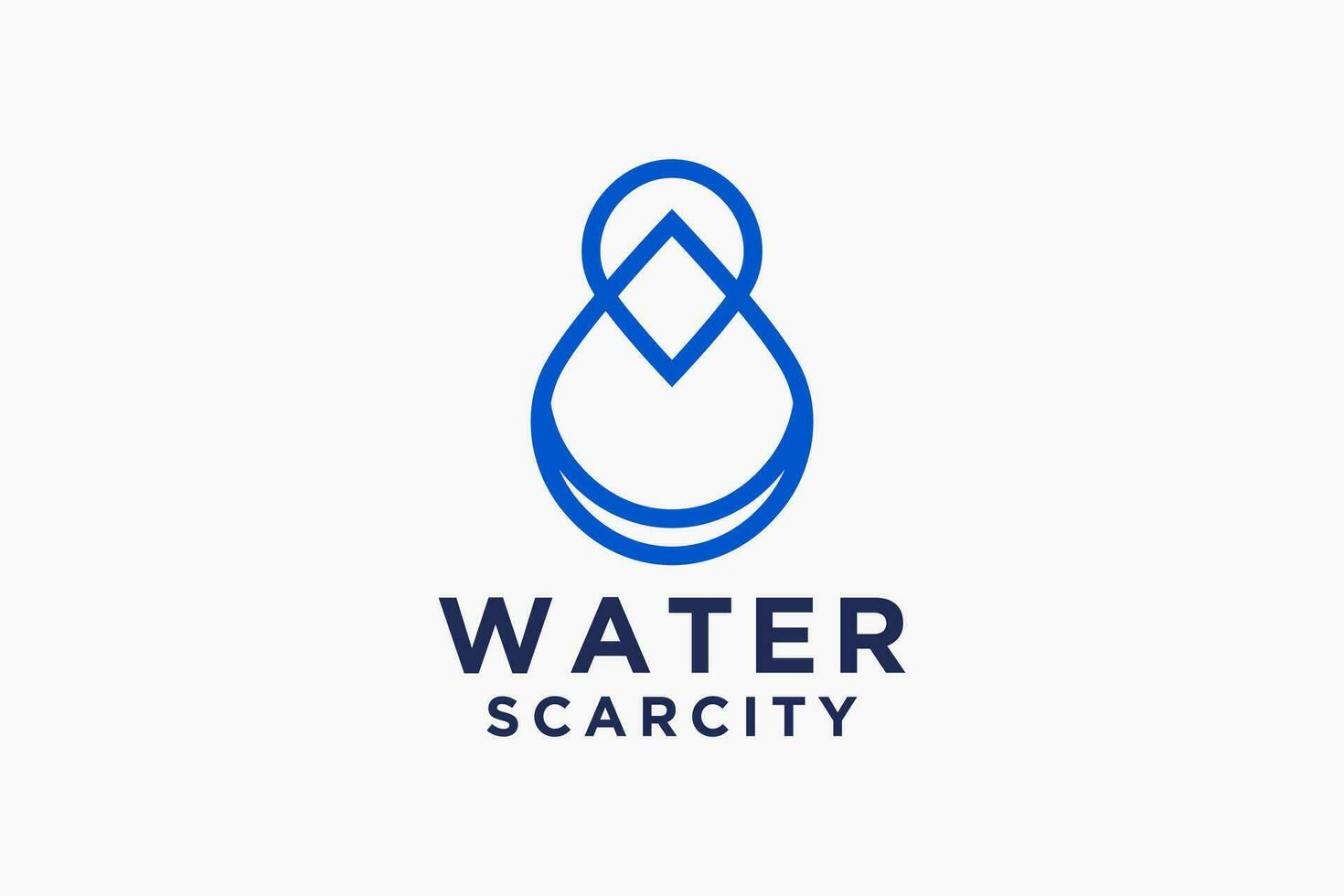 Water Logo. Blue Water Drop Linked with Circle Line Around isolated on White Background. Usable for Business, Science, Healthcare, Medical and Nature Logos. Flat Vector Logo Design Template Element.