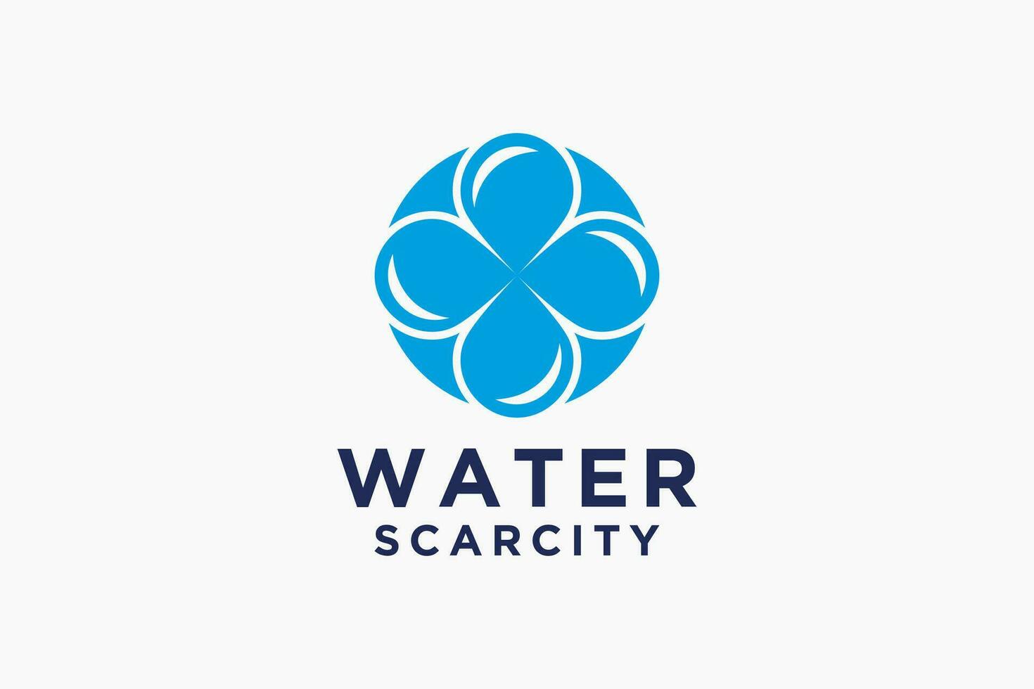 Water Logo. Blue Water Drop Linked with Circle Line Around isolated on White Background. Usable for Business, Science, Healthcare, Medical and Nature Logos. Flat Vector Logo Design Template Element.