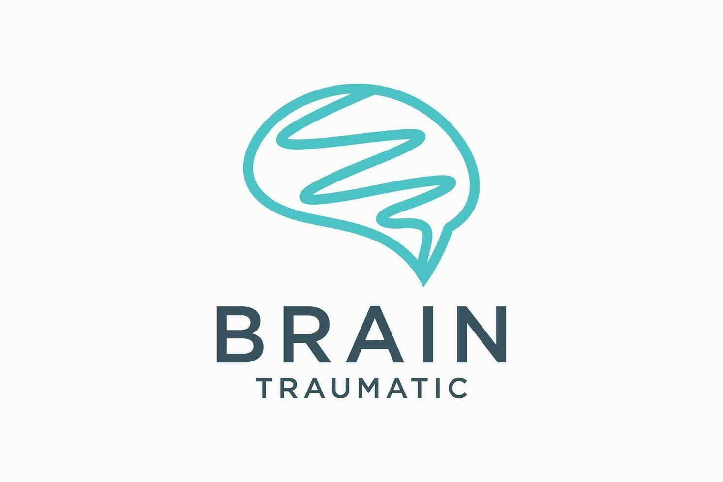 brain outline line art monoline logo vector icon.