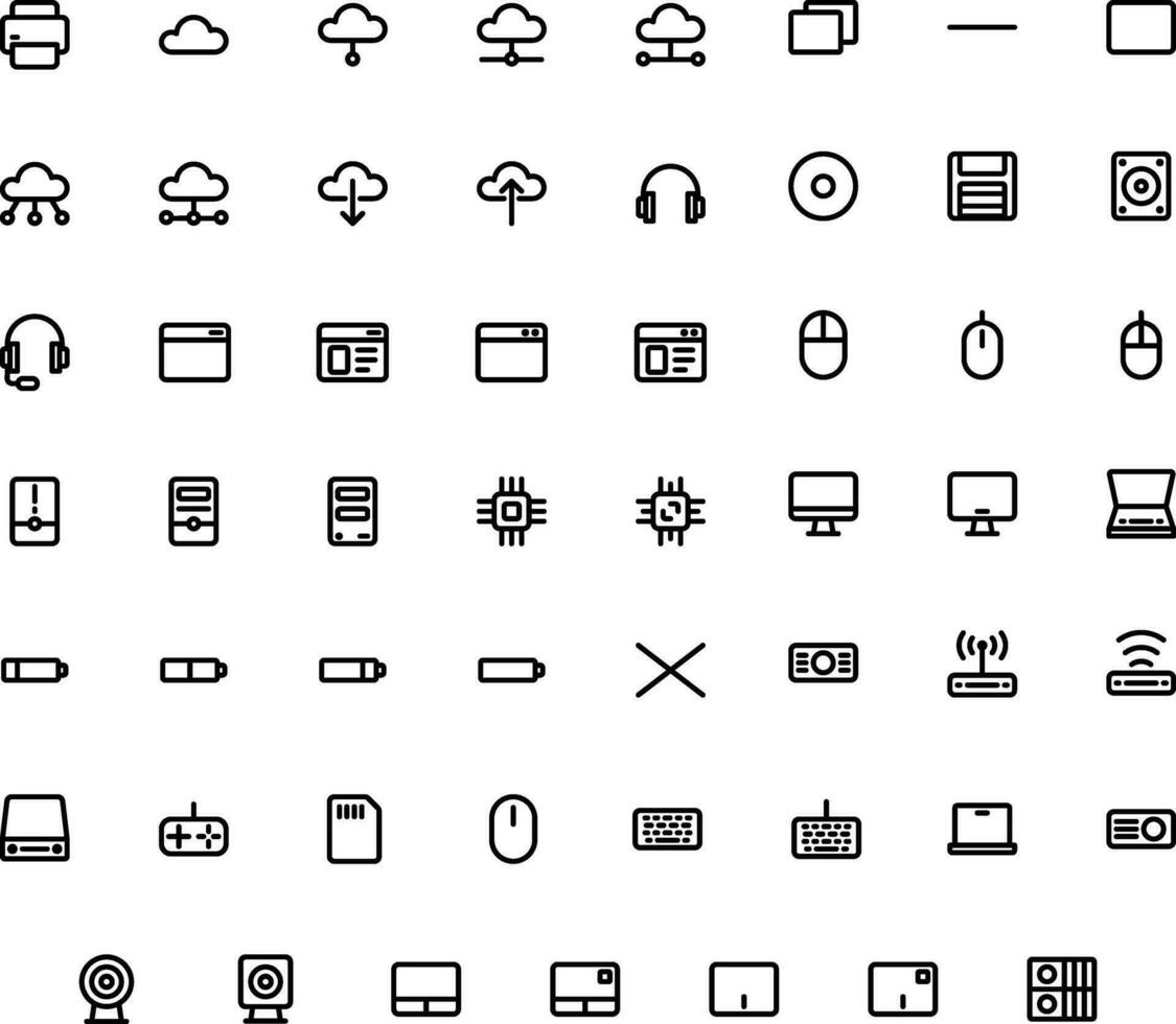 Vector of Computer and IT Icon Set. Perfect for user interface, new application.
