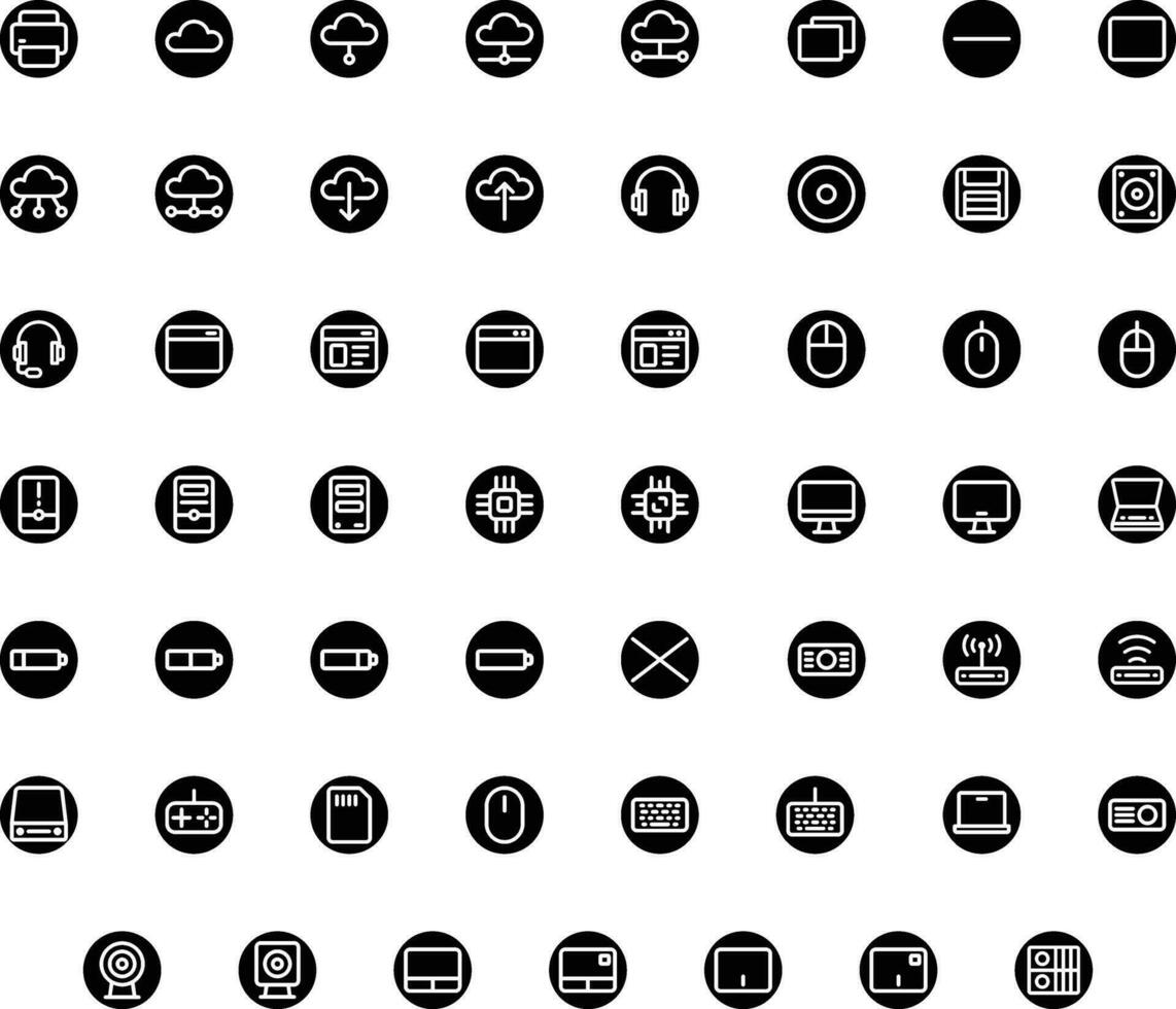 Vector of Computer and IT Icon Set Round. Perfect for user interface, new application.