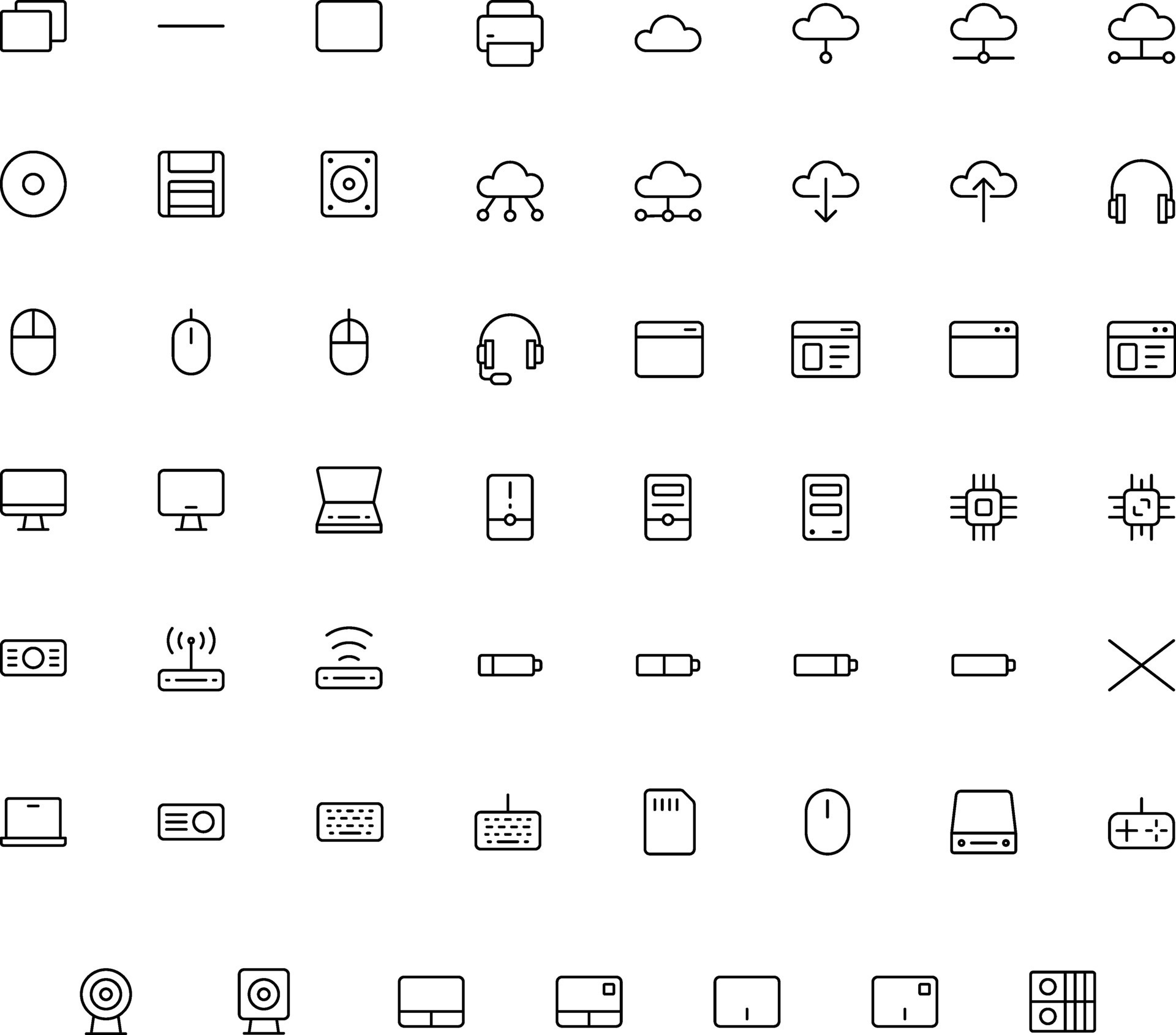 Vector of Computer and IT Icon Set Thin. Perfect for user interface ...