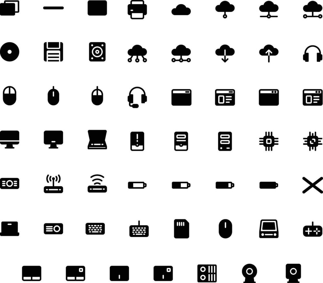 Vector of Computer and IT Icon Set Solid. Perfect for user interface, new application.