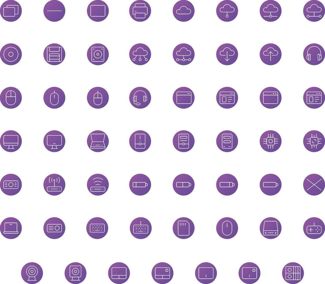 Vector of Computer and IT Icon Set Thin Round Gradient. Perfect for user interface, new application.