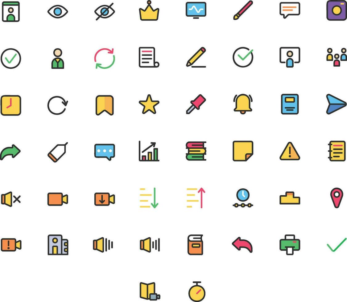 Vector of Education Icon Set Color. Perfect for user interface, new application.