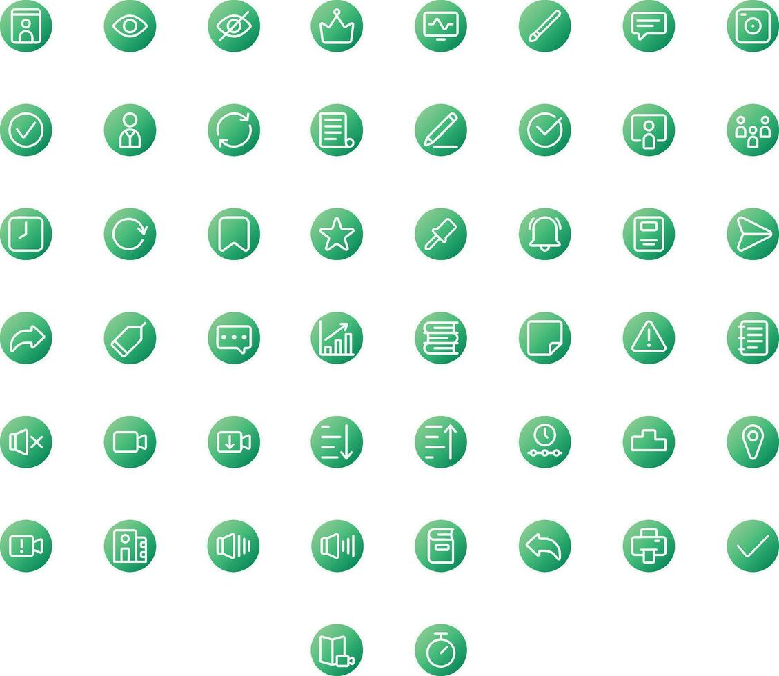 Vector of Education Icon Set Round Gradient. Perfect for user interface, new application.