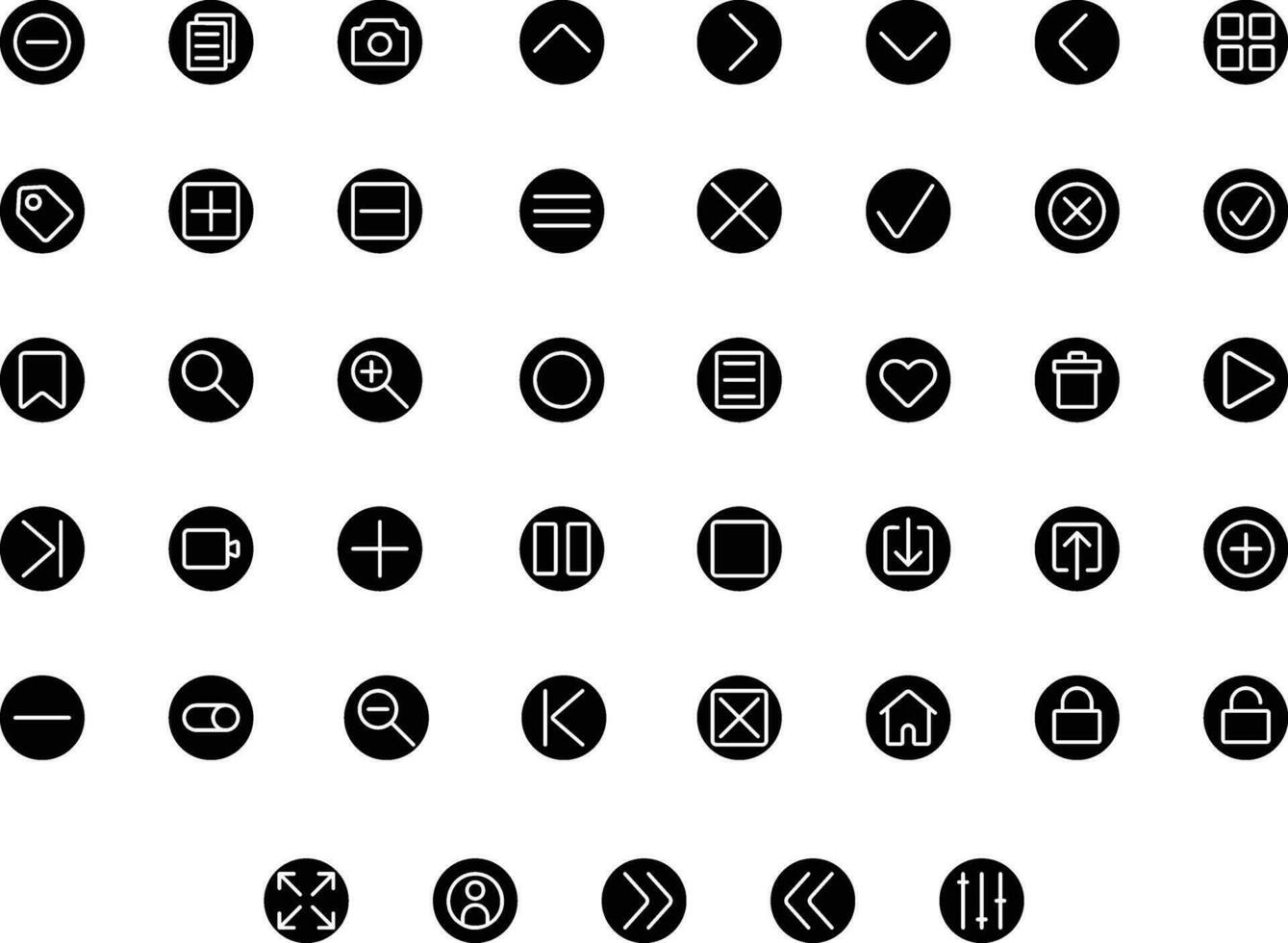 Vector of Essential UI 1 Icon Set Round. Perfect for user interface, new application.