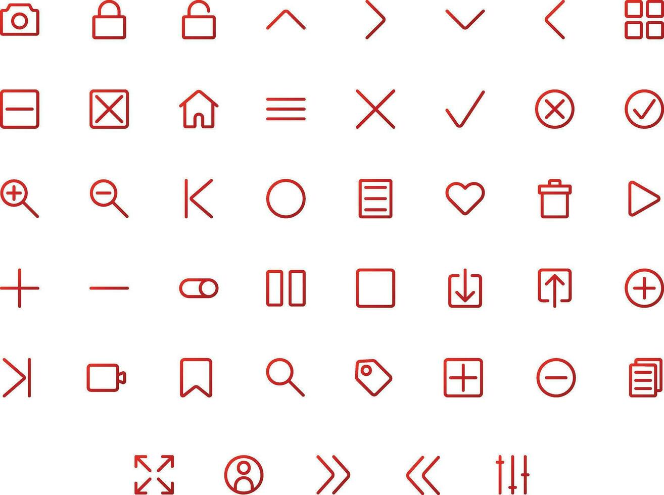Vector of Essential UI 1 Icon Set Gradient. Perfect for user interface, new application.