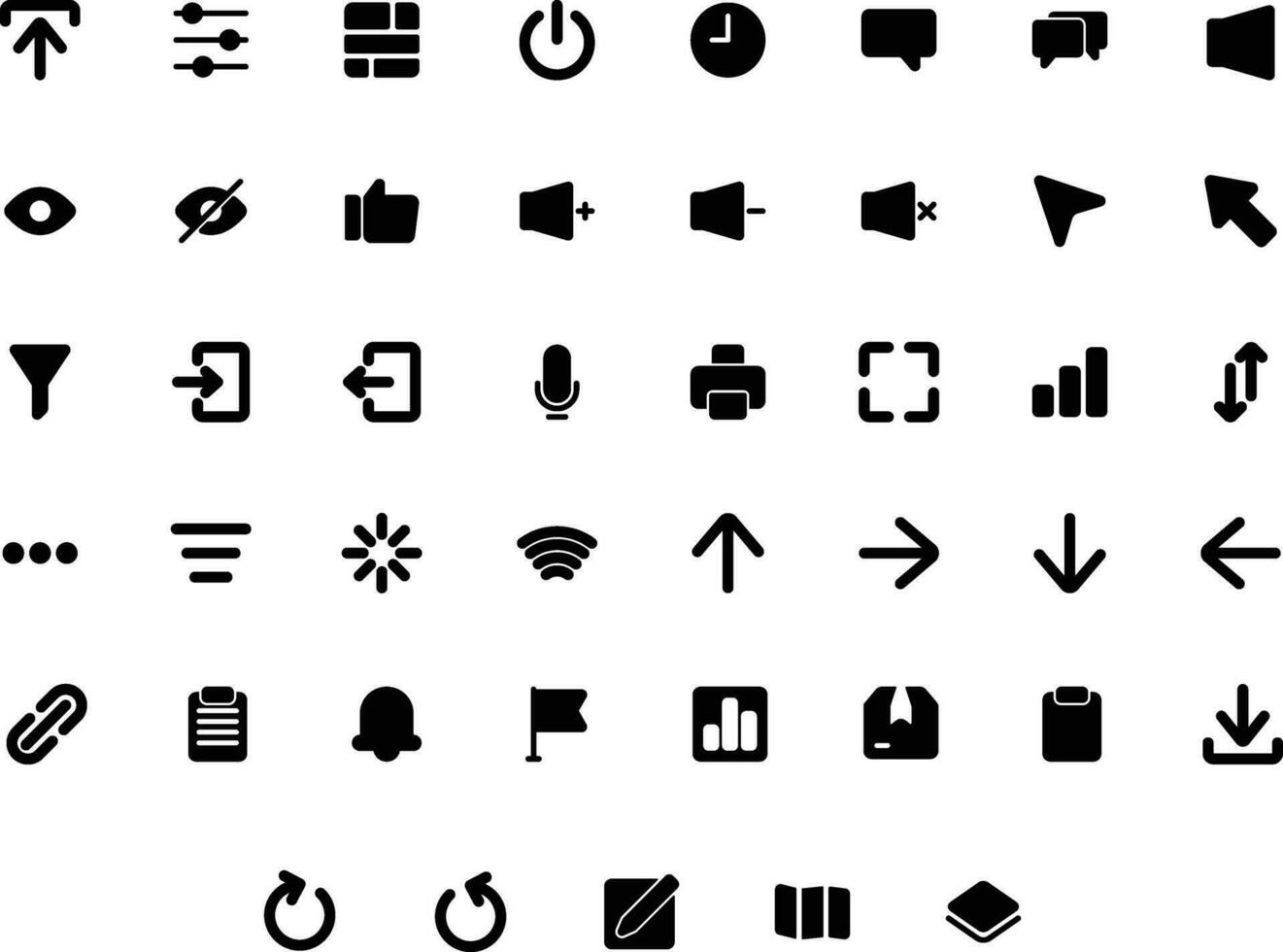 Vector of Essential UI 2 Icon Set Solid. Perfect for user interface, new application.