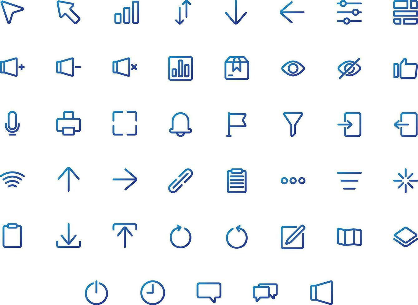 Vector of Essential UI 2 Icon Set Gradient. Perfect for user interface, new application.