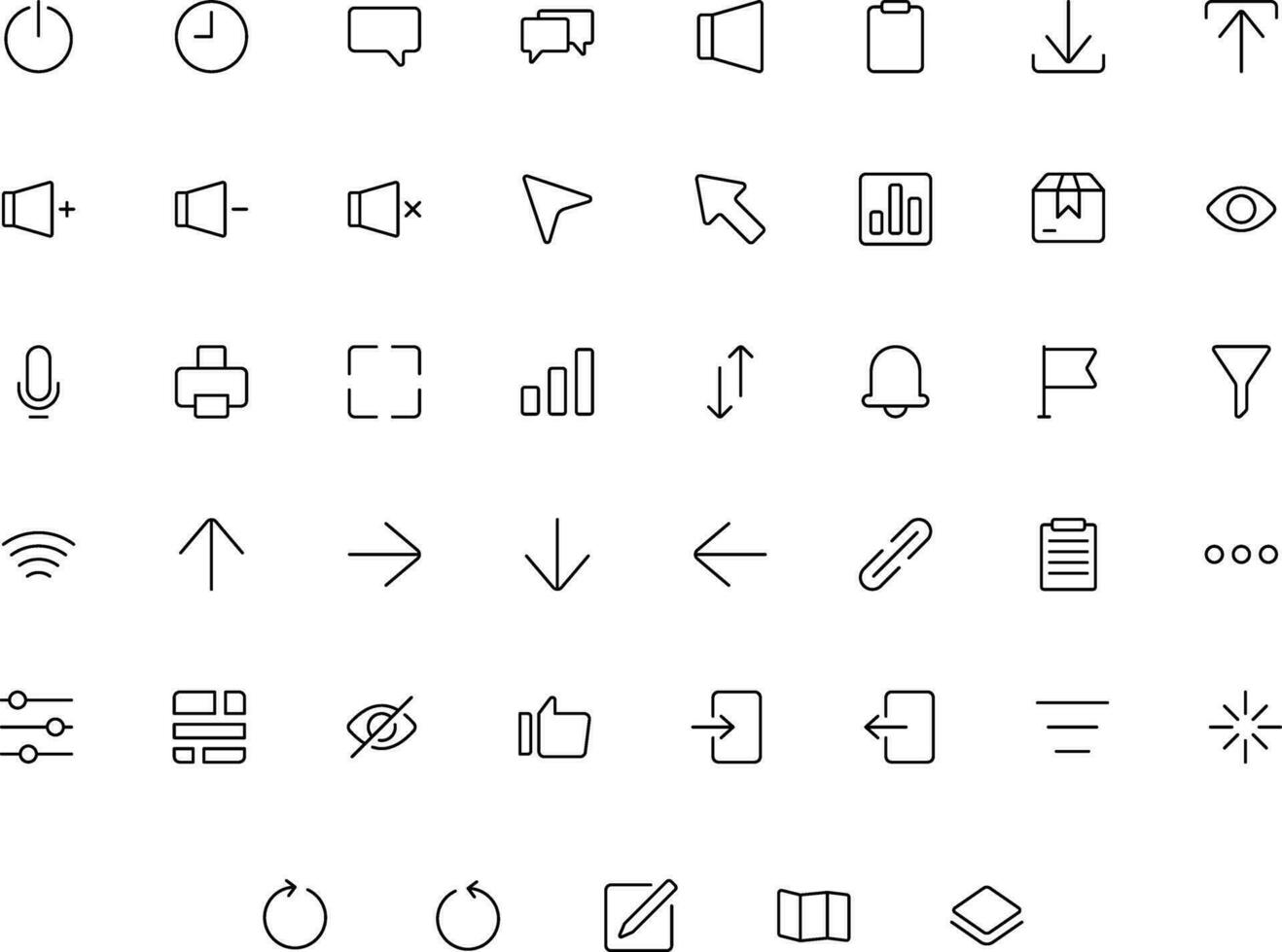 Vector of Essential UI 2 Icon Set Thin. Perfect for user interface, new application.