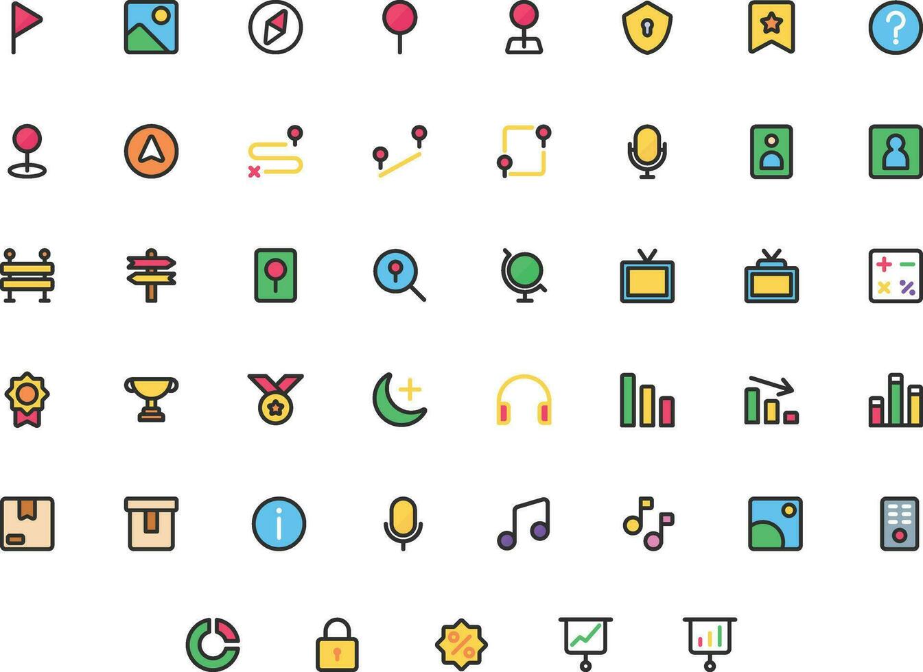 Vector of Essential UI 3 Icon Set Color. Perfect for user interface, new application.