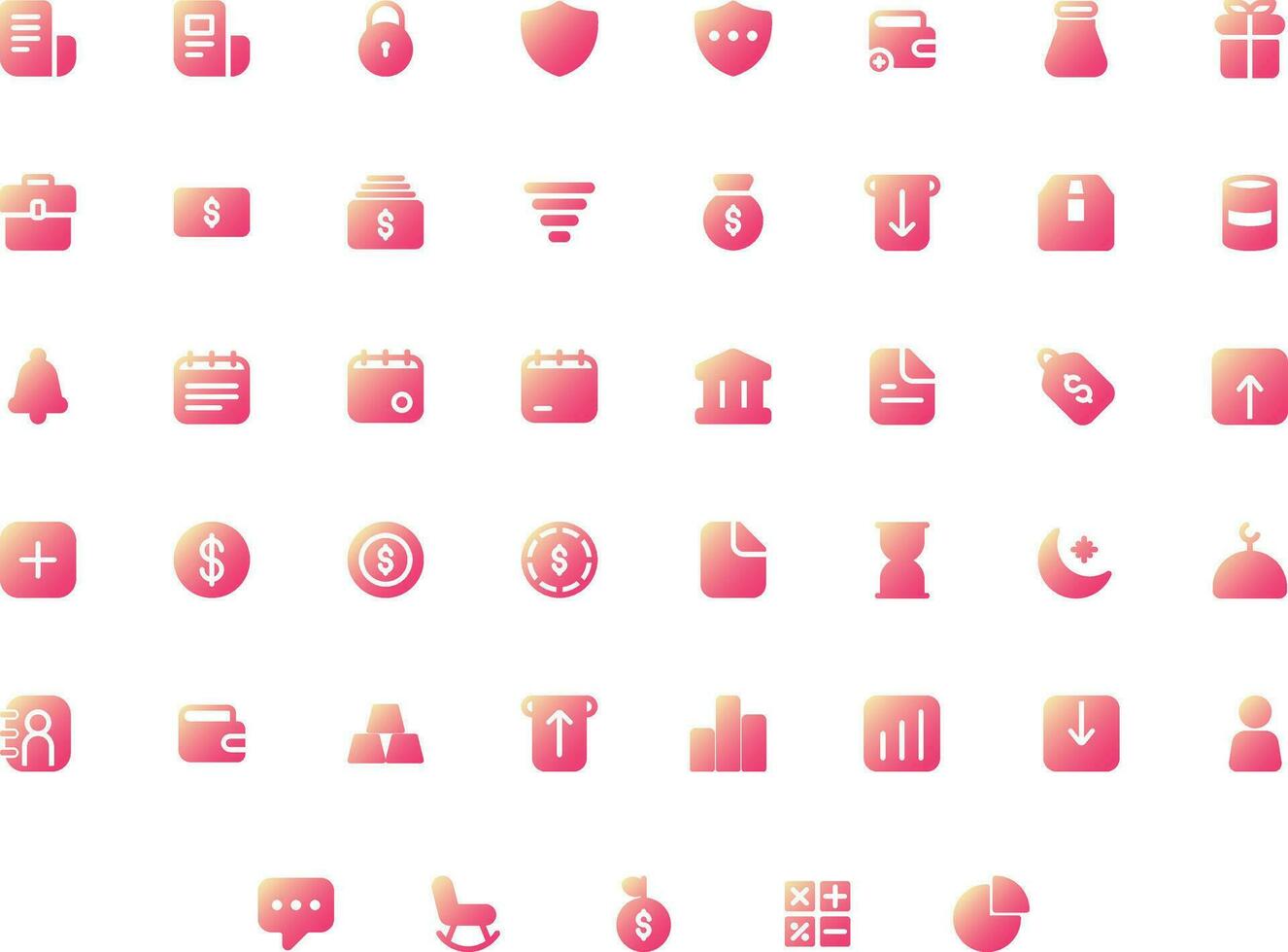 Vector of Investment Icon Set Solid Gradient. Perfect for user interface, new application.