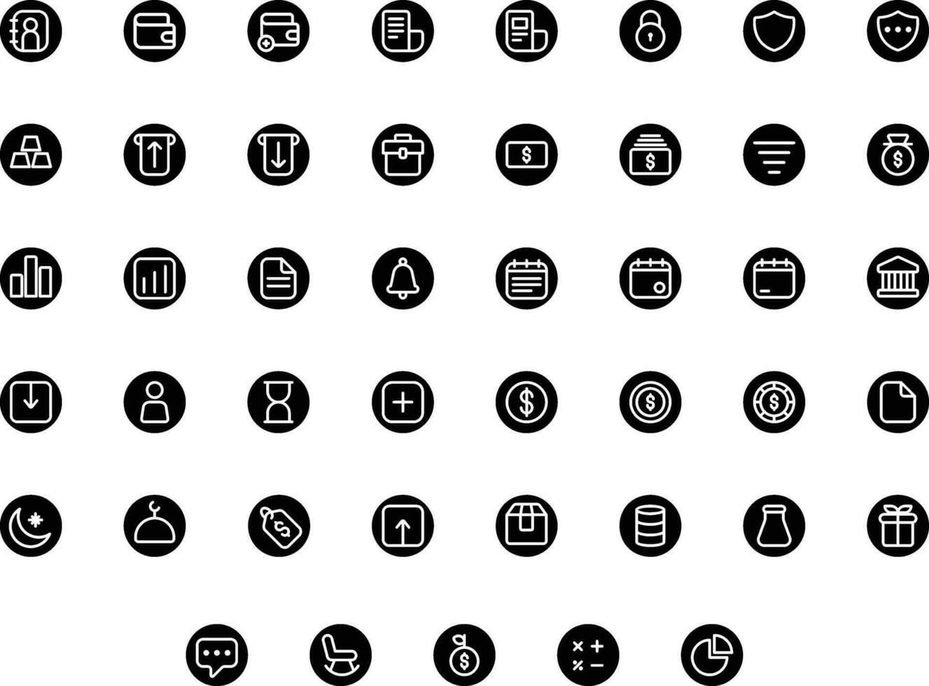 Vector of Investment Icon Set Round. Perfect for user interface, new application.