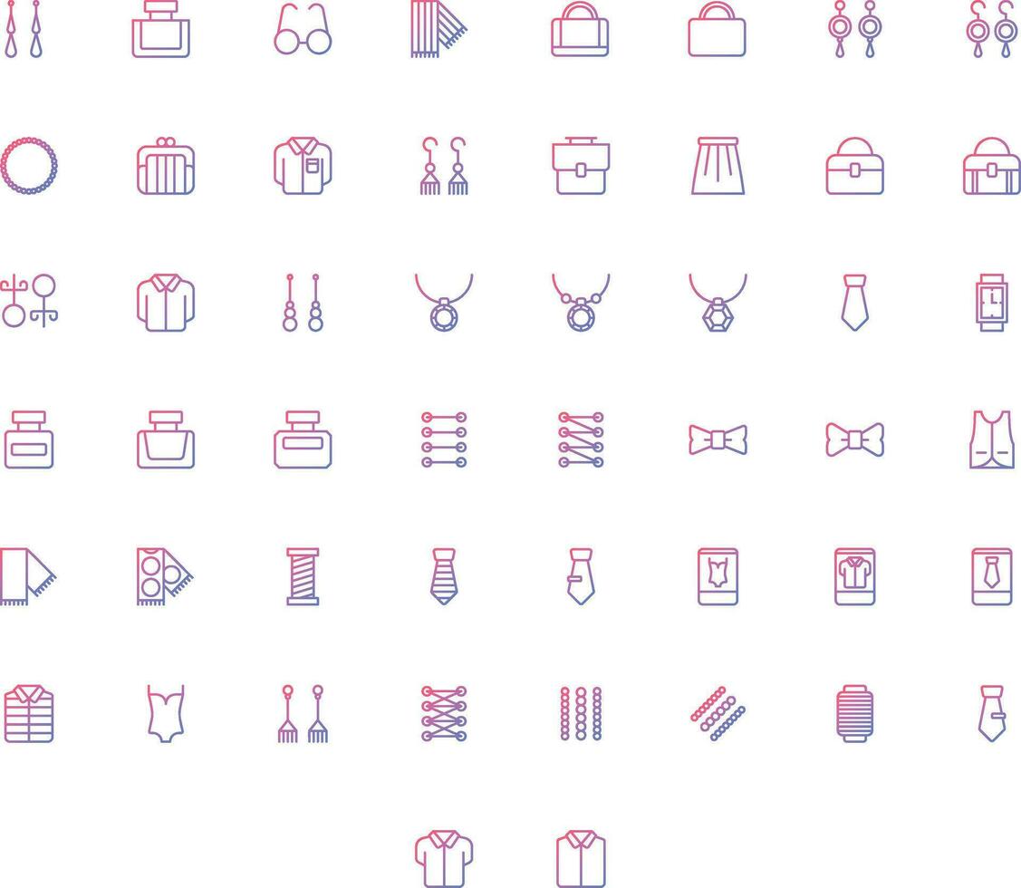 Vector of Fashion Icon Set Gradient. Perfect for user interface, new application.