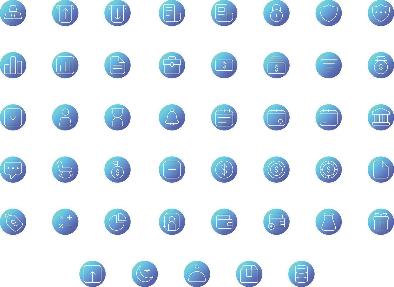 Vector of Investment Icon Set Thin Round Gradient. Perfect for user interface, new application.