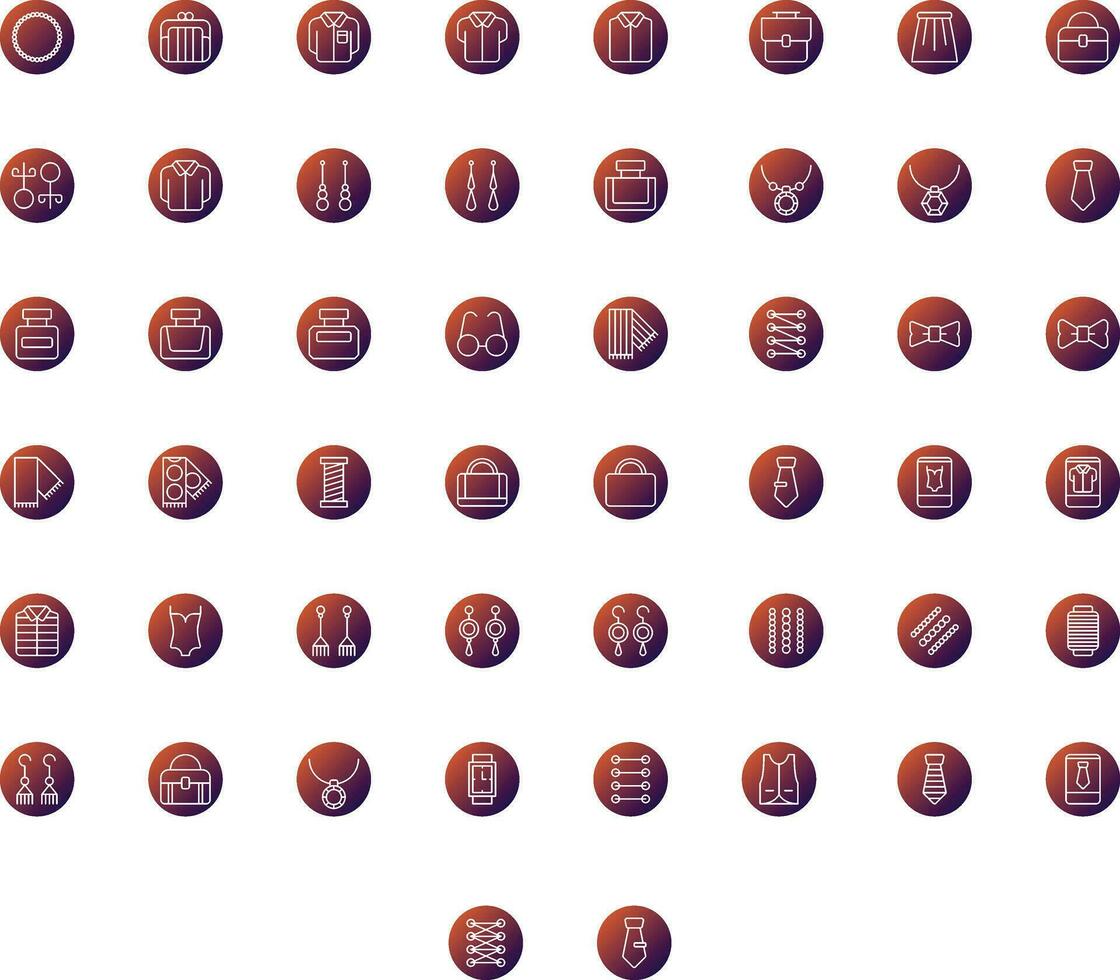 Vector of Fashion Icon Set Round Gradient. Perfect for user interface, new application.